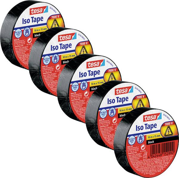 tesa 56192-00502-23 izolacijska traka tesa® crna (D x Š) 10 m x 15 mm 5 St.