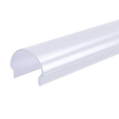 Bijela, polukružna plastična poklopka za LED profil, promatrana sa strane.