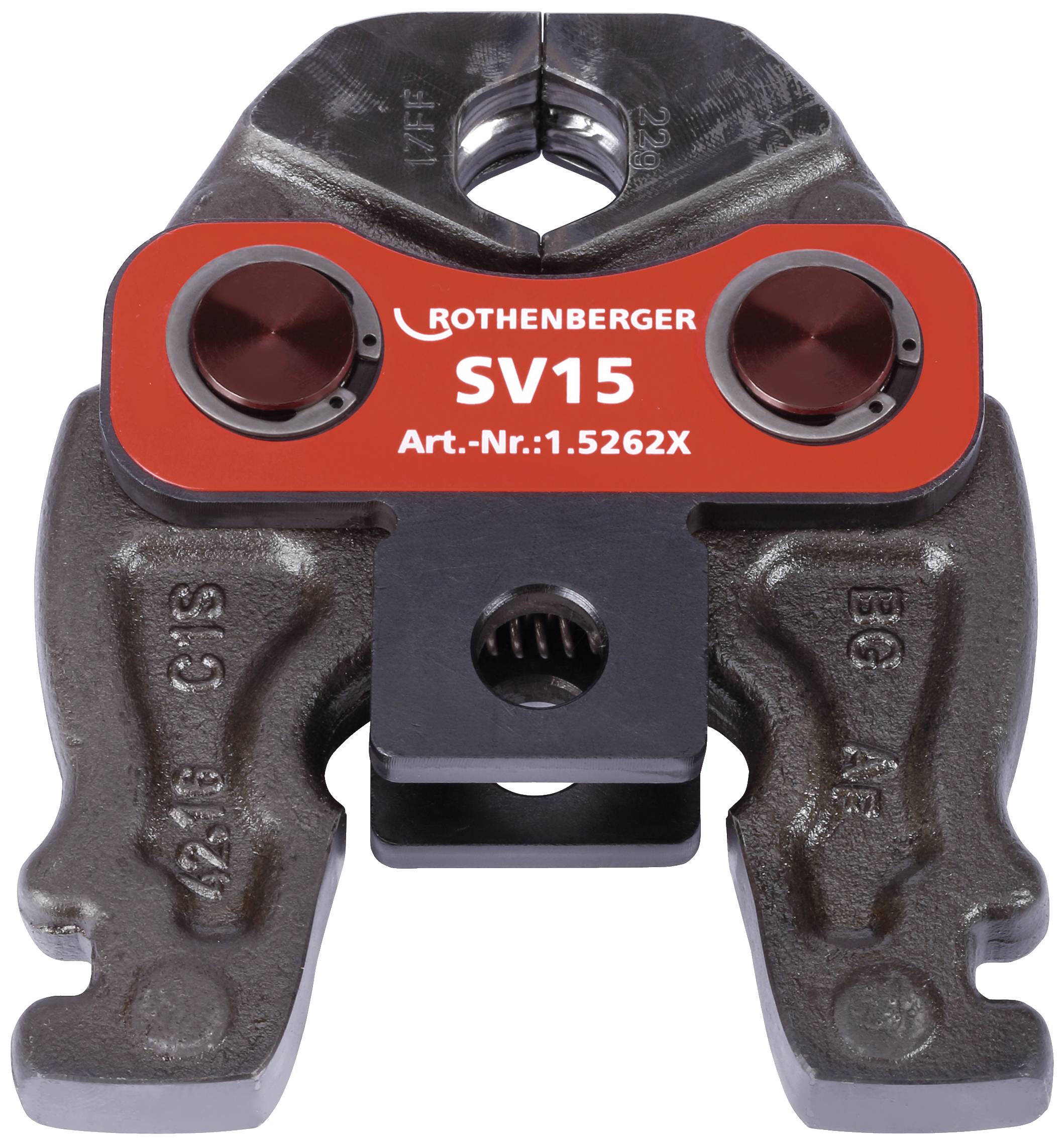 Rothenberger Prešalica SV15, Model-Art.-Nr. 1.5262X, tamnosiva s crvenom etiketom, pogodan za sanitarne instalacije.