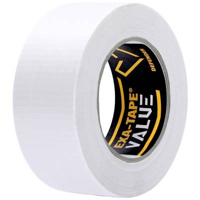 Bijela rolna ljepljive trake s crnom unutarnjom etiketom, na kojoj piše 'Exa-Tape Value'.
