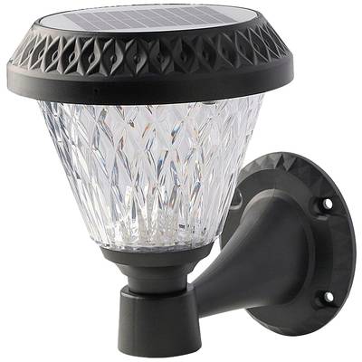 Vanjska lampa sa solarnim panelom, u dizajnu nalik dijamantnom staklu, montirana na zid, za osvjetljavanje staza ili vrtova.