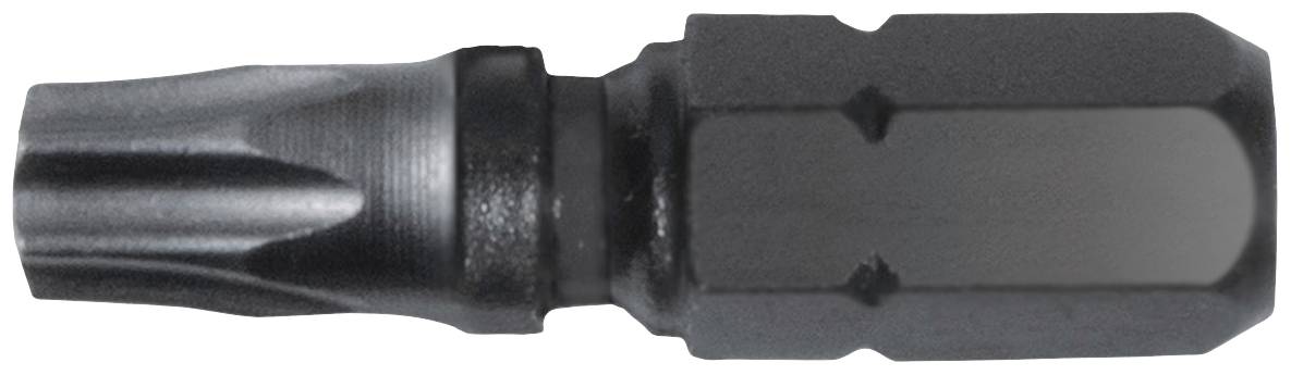 Torx bit metalnog nastavka, korišten za odvijače ili bušilice, prikazuje tipičan šesterokraki zvjezdasti oblik.