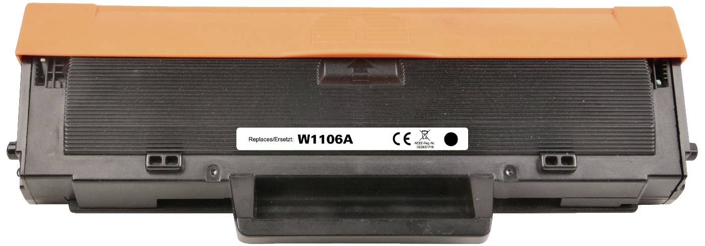 Toner W1106A s narančastom zaštitnom navlakom, pogodan za laserske printere.