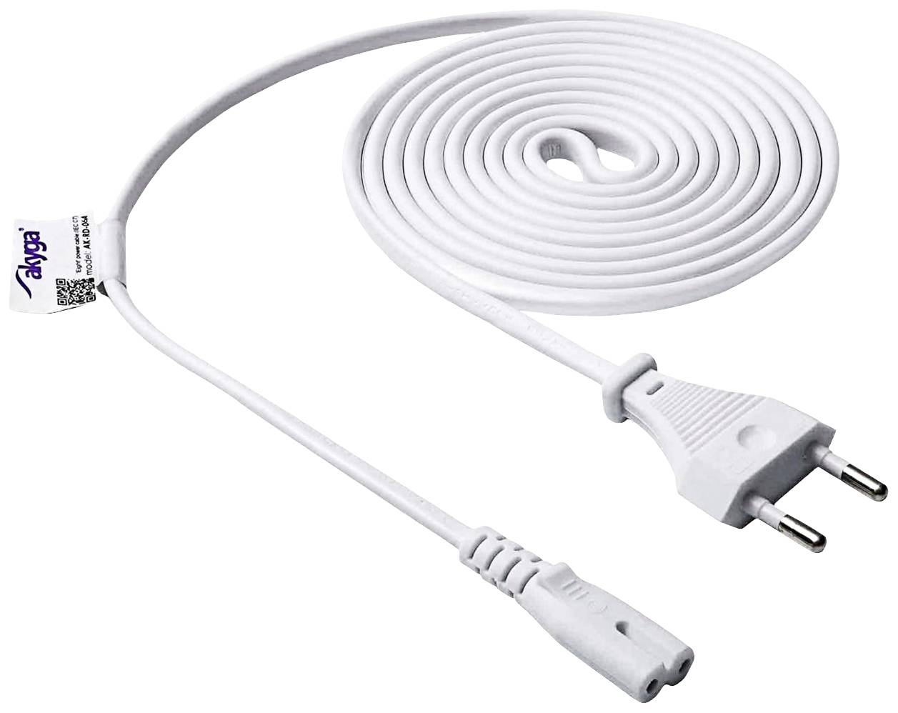 Akyga Stroom Adapterkabel [1x Euro-stekker - 1x Apparaatbus C7] 1.50 m Wit