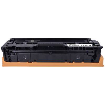 Crna toner-kaseta za printer, pravokutnog oblika s narančastom plastičnom zaštitom na dnu.