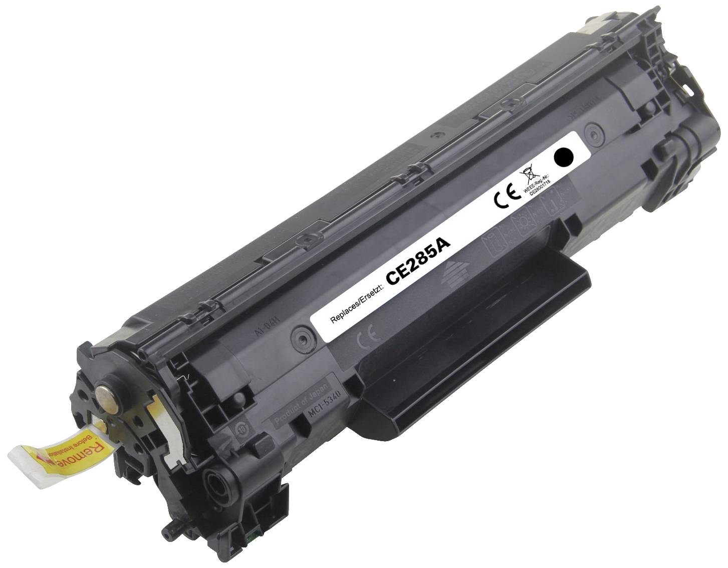 Crna toner kaseta s natpisom 'Replacement Cartridge CE285A'. Kompatibilna s određenim modelima laserskih pisača.