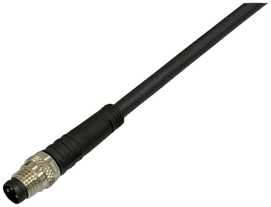 Crni električni kabel s okruglim utikačem na kraju, vjerojatno pogodan za industrijske primjene ili strojeve.