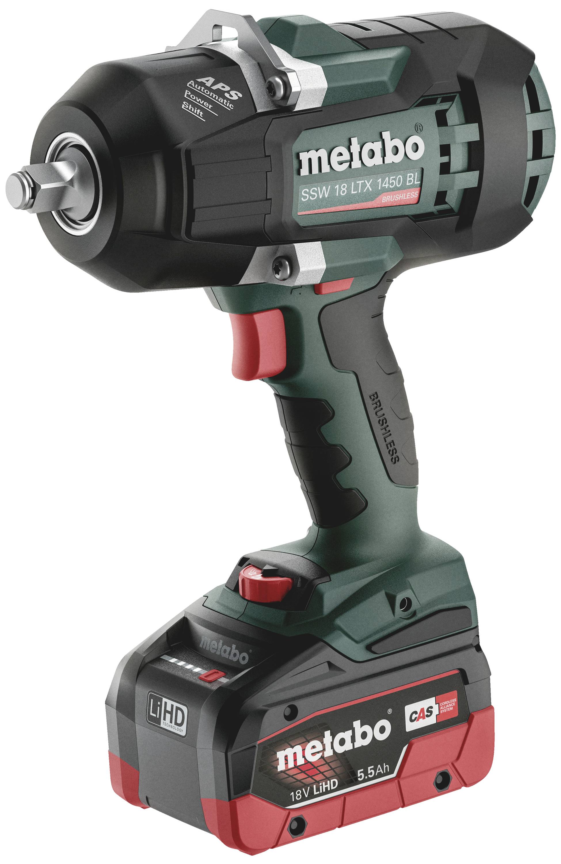 Metabo SSW 18 LTX 1450 BL 602401660 Slagskruvdragare batteri 1450 Nm 20 V Antal batterier som ing&aring;r 2 LiHD borstfri, inkl. 2x batterier, inkl. v&auml;ska, inkl.