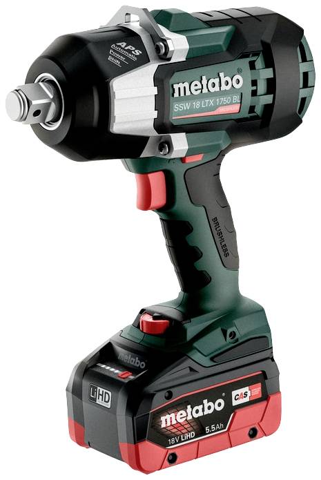 Metabo SSW 18 LTX 1750 BL 602402660 Slagskruvdragare batteri 1750 Nm 18 V Antal batterier som ing&aring;r 2 5.5 Ah LiHD borstfri, inkl. 2x batterier, inkl. v&auml;ska,
