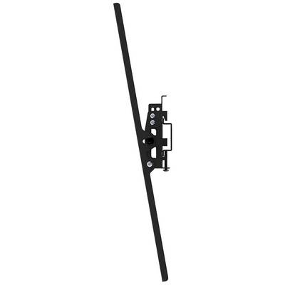 Plosnati, crni metalni nosač s više elemenata za učvršćivanje i vijcima, vjerojatno dio montažnog ili pridržavajućeg sustava.
