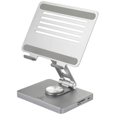 Metalni stalak za laptop s podesivom visinom, zakretnim gumbom, ventilacijskim otvorima, za bolju ergonomiju.