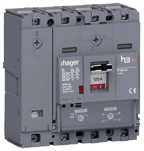 Hager HHS126DC Vermogensschakelaar 1 stuk(s) Instelbereik (stroomsterkte): 125 A (max) Piece