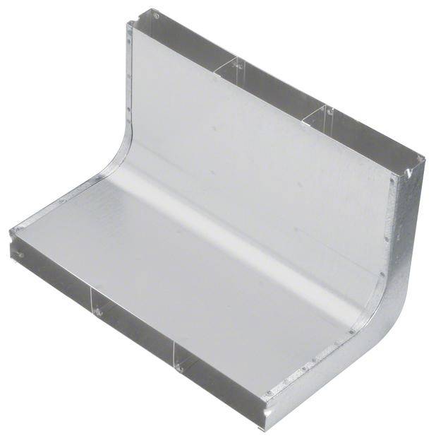 Metalni dio u obliku slova L koji služi kao kanal ili vodilica. Sjajne površine, vjerojatno izrađen od aluminija, pravokutnog poprečnog presjeka.