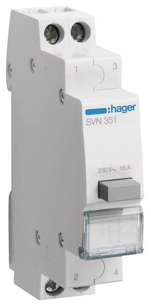 Hager automatski osigurač SVN 351, 230V, 16A. Jednopolni zaštitni prekidač, pogodan za upotrebu u električnim razvodnim ormarima.