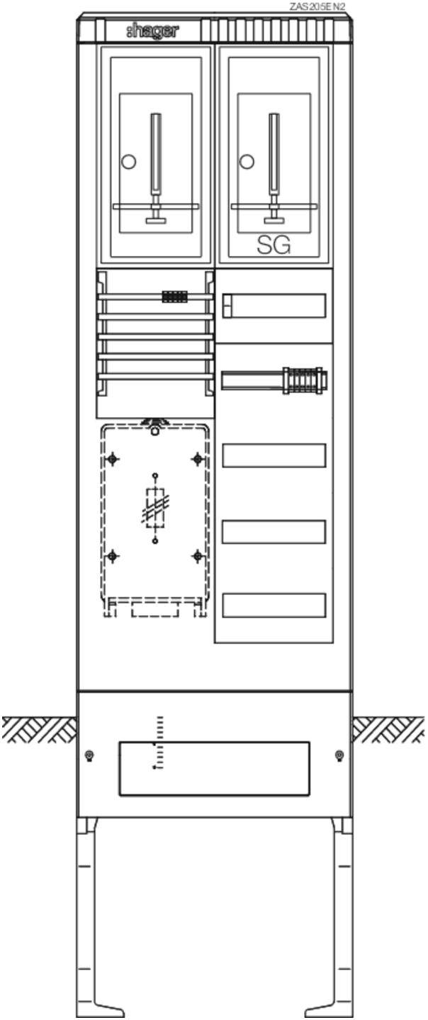 Hager ZAS205EN2 Hager ZAS205EN2 meteraansluitzuil universeel 1ZP 1SDE 2-weg TN-C-S RWE Telleraansluitkolom Kunststof 1 stuk(s)