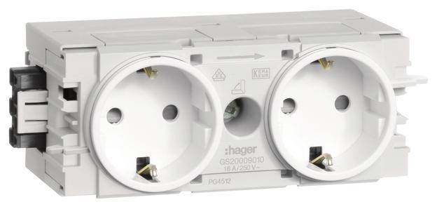 Hager GS20009016 Stopcontact voor Accessoires voor elektroplintsysteem Wit 1 stuk(s)