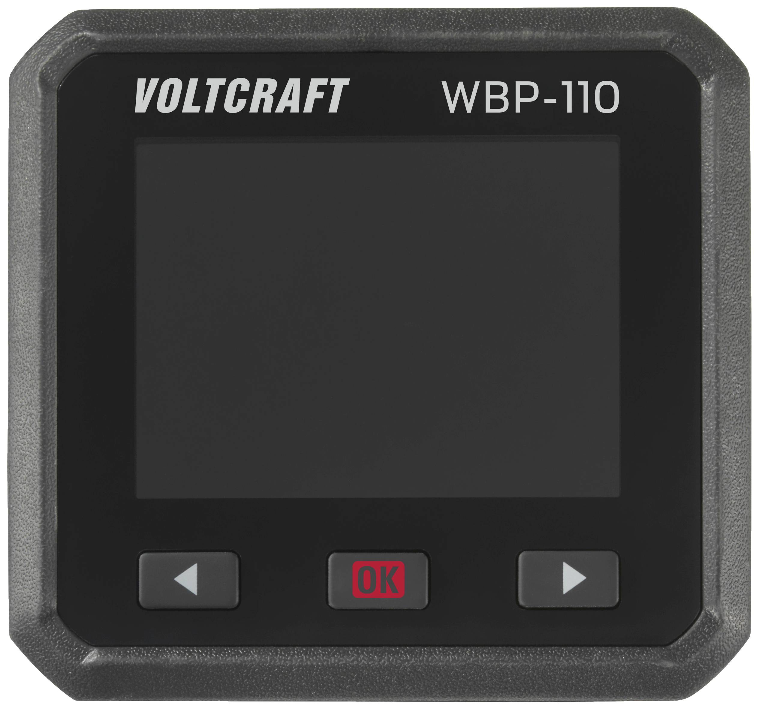 Pravokutni digitalni mjerni uređaj s natpisom 'VOLTCRAFT WBP-110' gore i dvije strelice te OK tipkom dolje.