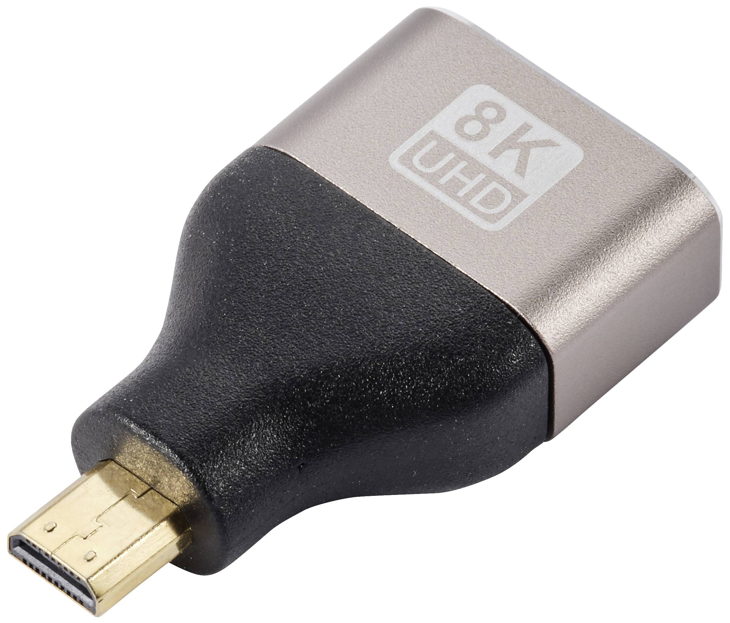 8K UHD HDMI adapter sa zlatnim utikačem, pogodan za prijenos visoko rezolucijskih video i audio sadržaja.