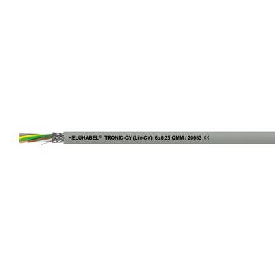 Električni kabel s natpisom 'HELUKABEL TRONIC-CY (LiY-CY) 6x0,25 QMM / 20083 CE', prikazuje nekoliko šarenih unutarnjih vodiča.
