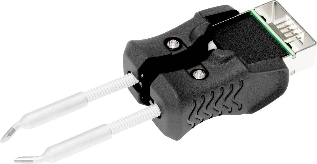 Crni ručaj s integriranim USB štapićem i dvije istaknute metalne sonde za električna testiranja.