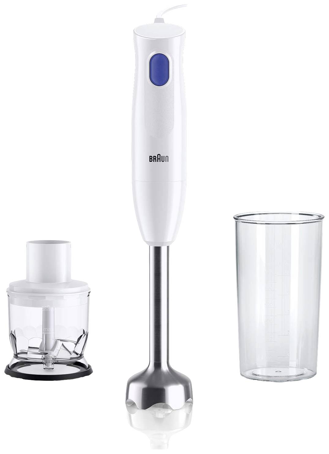 Braun HB101AI-MQ10.201MWH Mixeur plongeant 450 W sans BPA, avec embout hâchoir blanc