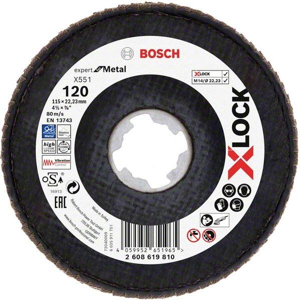Bosch Accessories 2608619810 X551 Lamellenschijf Diameter 115 mm Boordiameter 22.23 mm Korrelgrootte (num) 120 1 stuk(s)