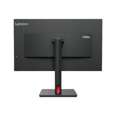 Pogled straga na Lenovo ThinkVision monitoru s crnim kućištem i čvrstom postoljom.