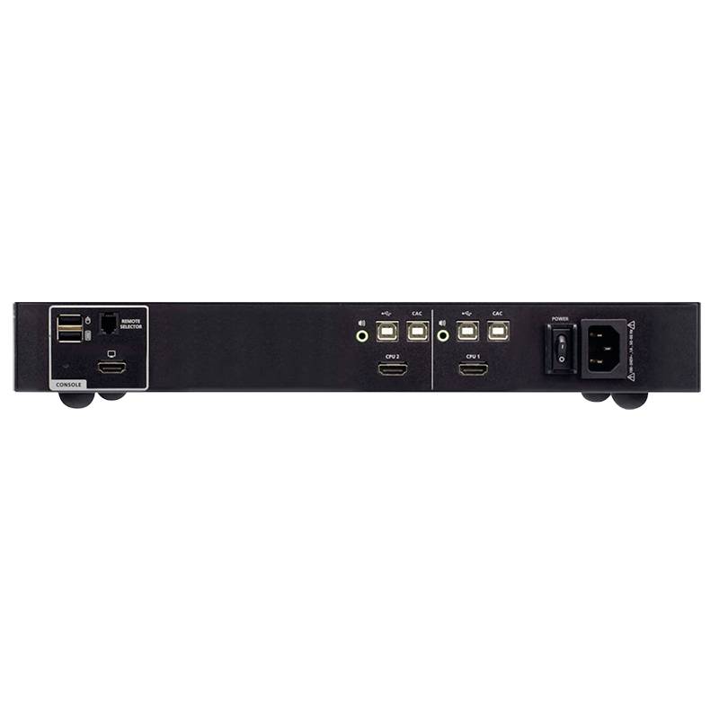 Stražnja strana elektroničkog uređaja s različitim priključcima, uključujući LAN, HDMI i električni priključak.