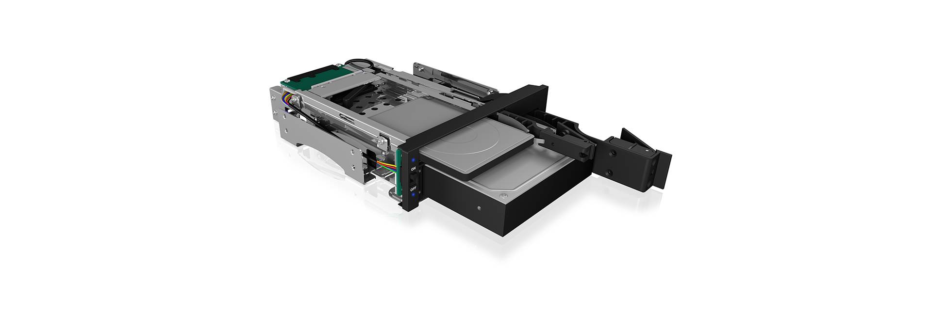 ICY BOX IB-173SSK, ICY BOX 2fach Wechselrahmen für SATA/SAS, 1x 2,5" + 1x 3,5" SATA HDD 5,25" ugradbeni okvir za tvrdi d-3