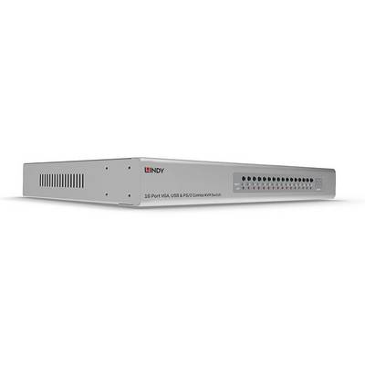 16-portni KVM preklopnik od LINDY-ja s VGA i USB PS/2 priključcima, za upravljanje više računala s jedne konzole.