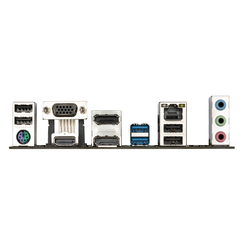 Priključci na stražnjoj strani računalne matične ploče: USB, Audio, Ethernet, VGA, HDMI i PS/2 priključci, svi spremni za rad.