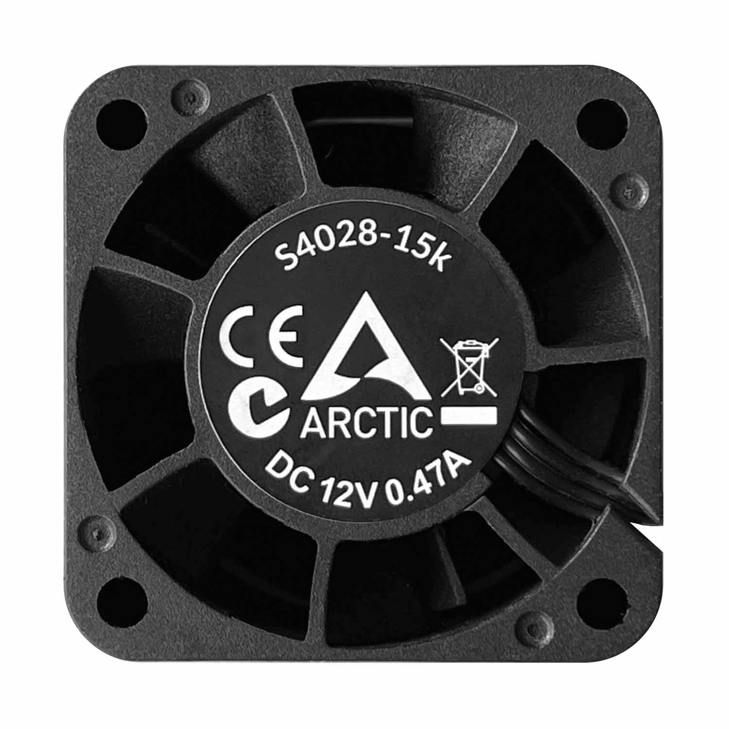 Crni ventilator za hlađenje od ARCTIC-a s CE oznakom, model S4028-15K, DC 12V 0.47A