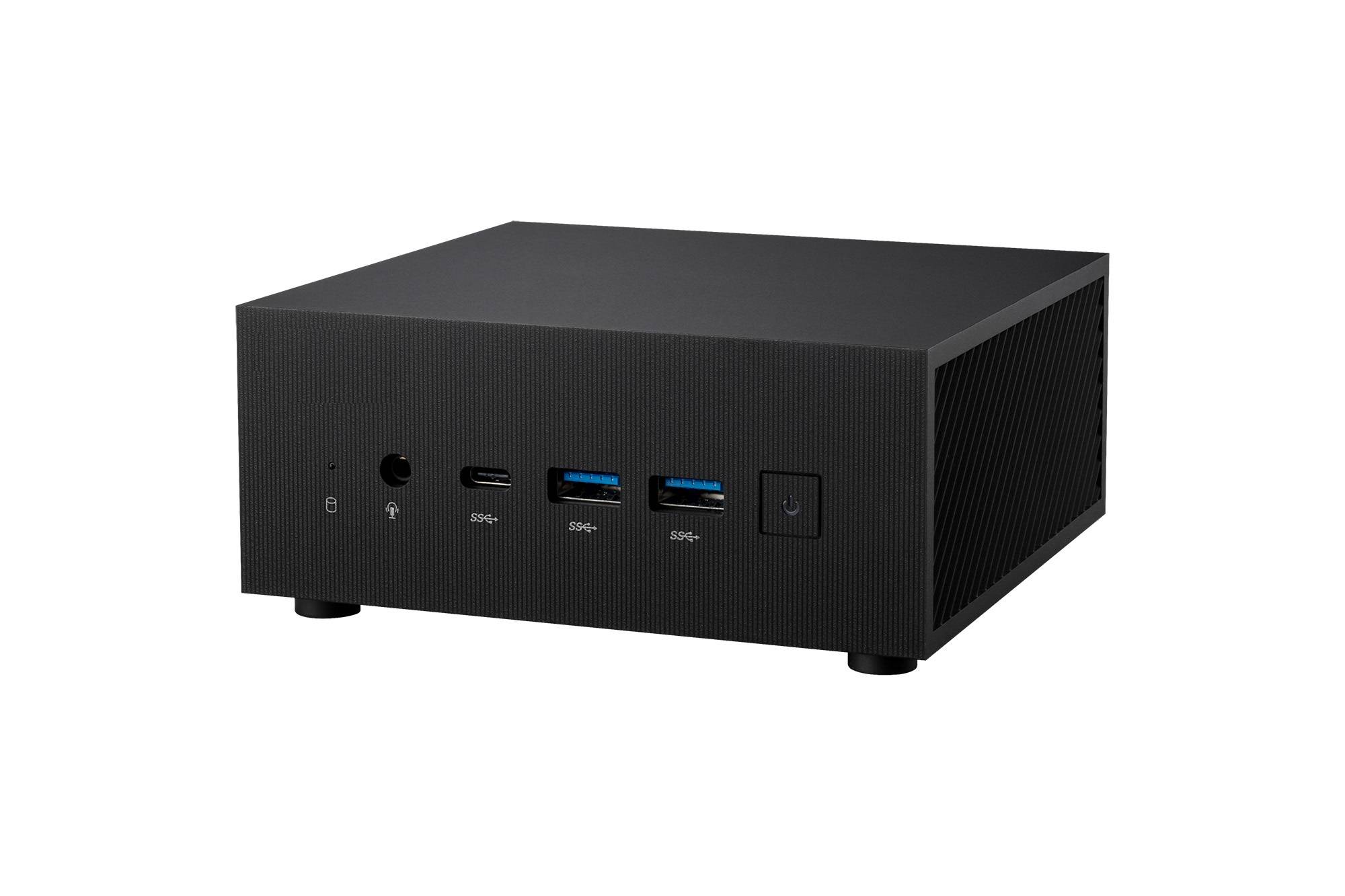 Mali, crni mini-PC s nekoliko USB priključaka, mrežnim prekidačem i kompaktnim, pravokutnim dizajnom.