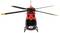 Crveni helikopter s natpisom 'DRF Luftrettung' na prednjoj strani, snimljen sprijeda.