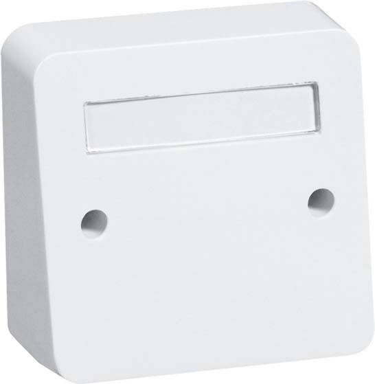 Pravokutni bijeli plastični adapter s pravokutnim rubom i dvije rupe.
