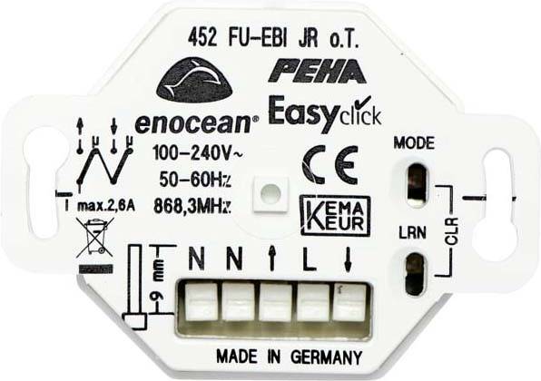 Upravljački modul za rasvjetu, tehničke specifikacije: 100-240V, 50-60Hz, 868,3 MHz, maks. 2,6A, proizvedeno u Njemačkoj.