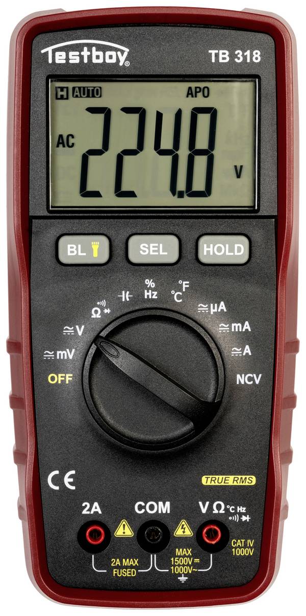 Testboy TB 318 ručni multimetar  digitalni automatski osigurač CAT IV 1000 V