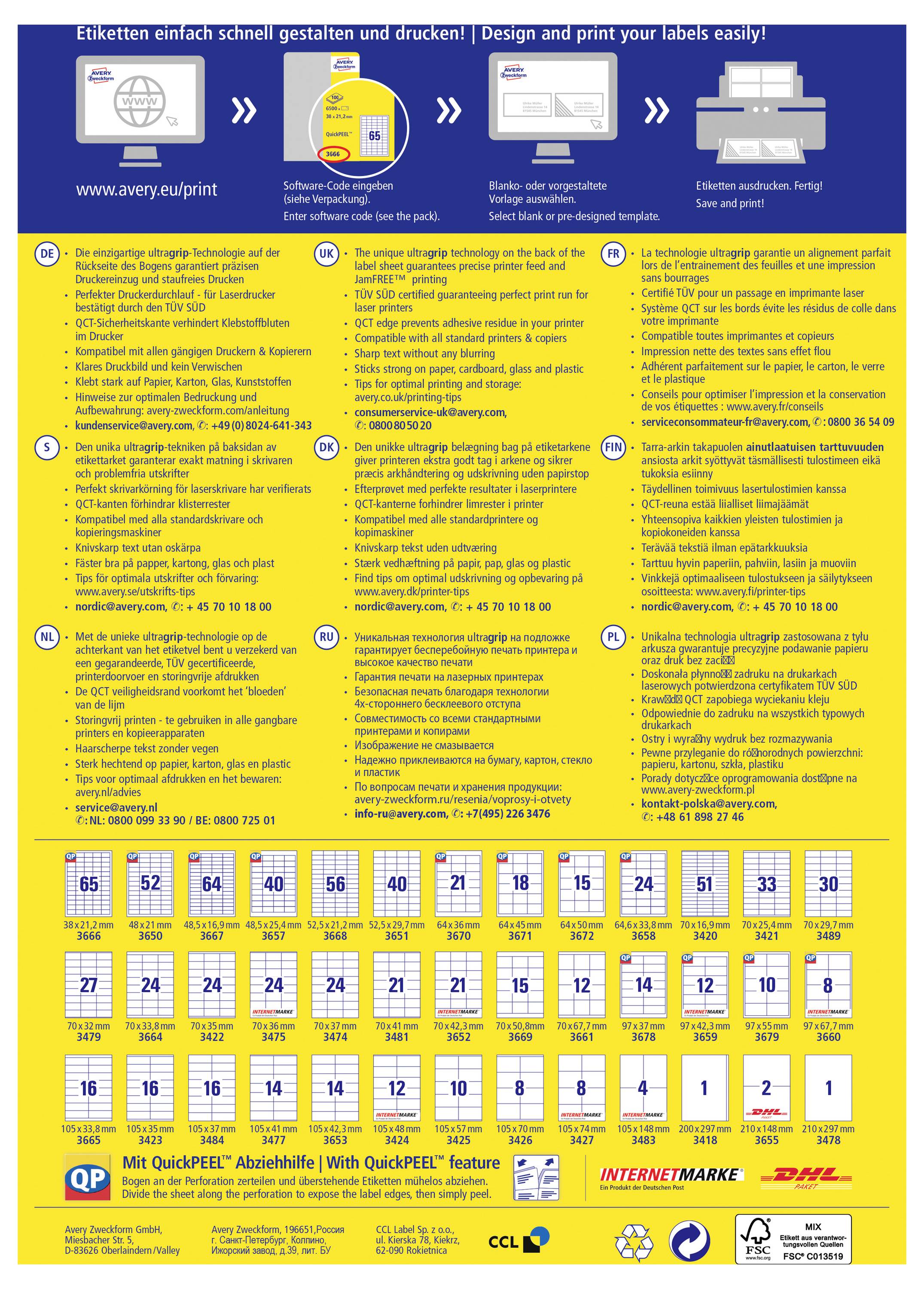 Avery-Zweckform 3489 univerzalne naljepnice 70 x 29.7 mm papir bijela 3000 St. trajno prianjanje laserski pisač u boji, -9