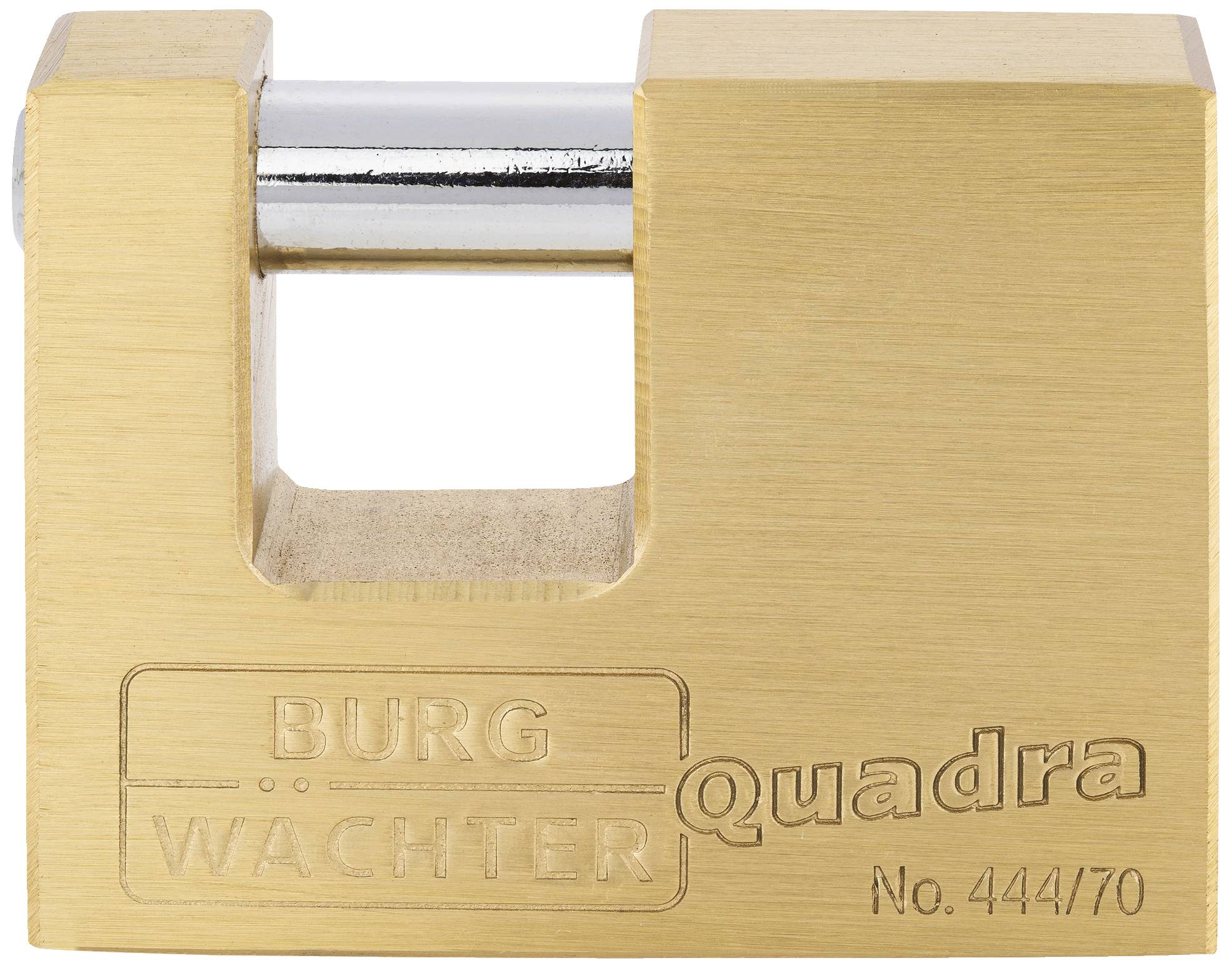 Kvadratna mesing brava s lokotom 'Burg-Wächter', model 'Quadra No. 444/70'.