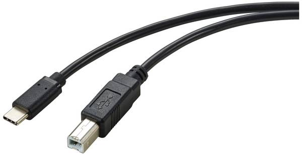 Renkforce USB kabel USB 2.0 USB-C® utikač, USB-B utikač 2.00 m crna sveukupno zaštićen RF-5720420