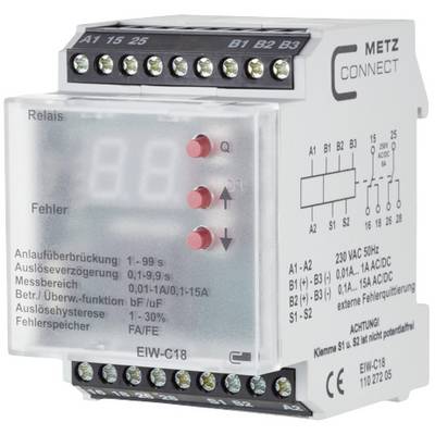 Elektronički uređaj tvrtke METZ CONNECT s više priključnih stezaljki i LED indikatorima za releje, status pogreške i postavke.