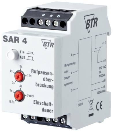 'BTR SAR 4' električni releji za ugradnju na DIN šine; za upravljanje uključivanjem, premošćivanjem pauze poziva i vremenskim odlaganjem.