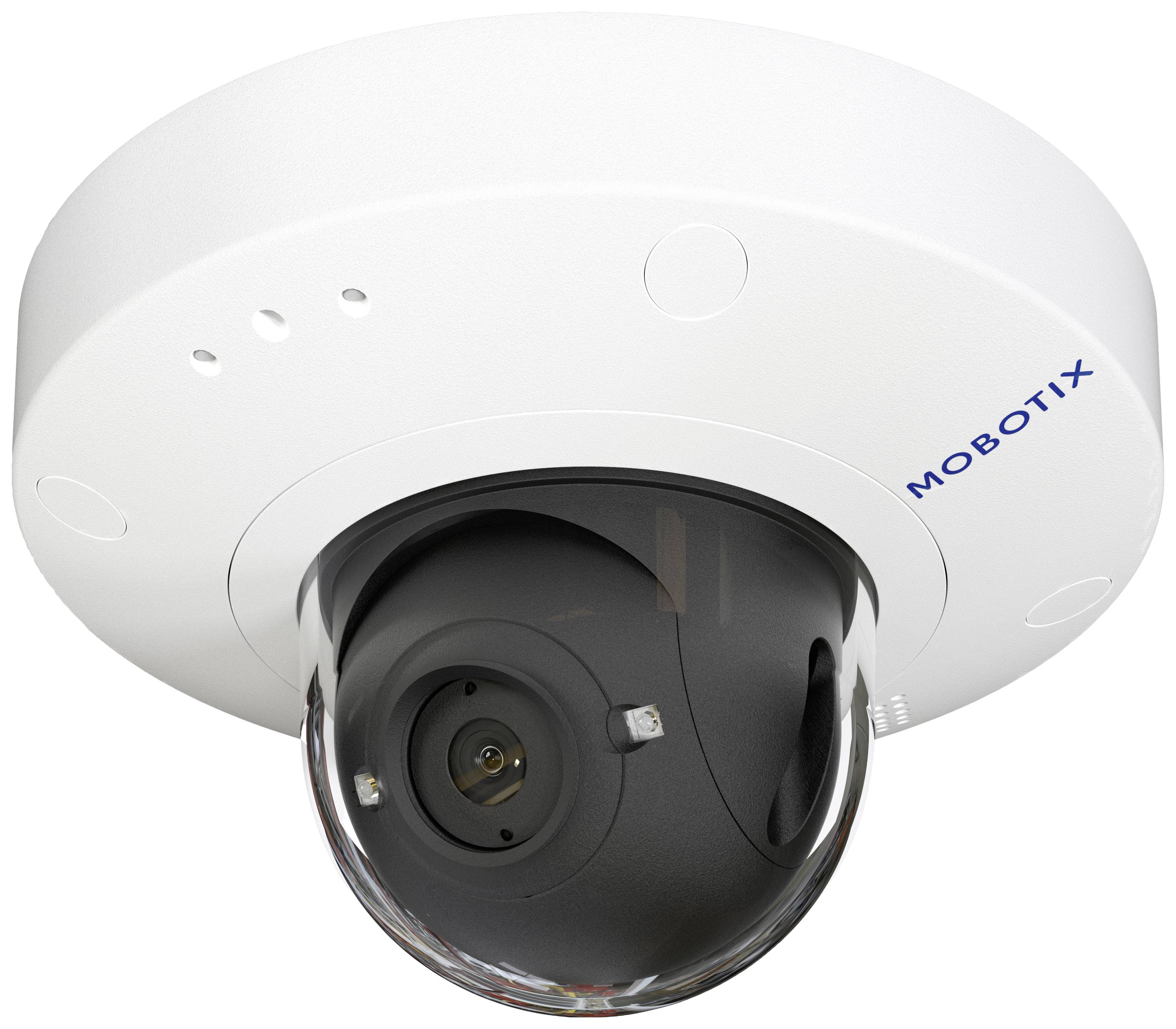 Sigurnosna kamera MOBOTIX-a, postavljena na stropu, s rotirajućom lećom u kupolastom kućištu.