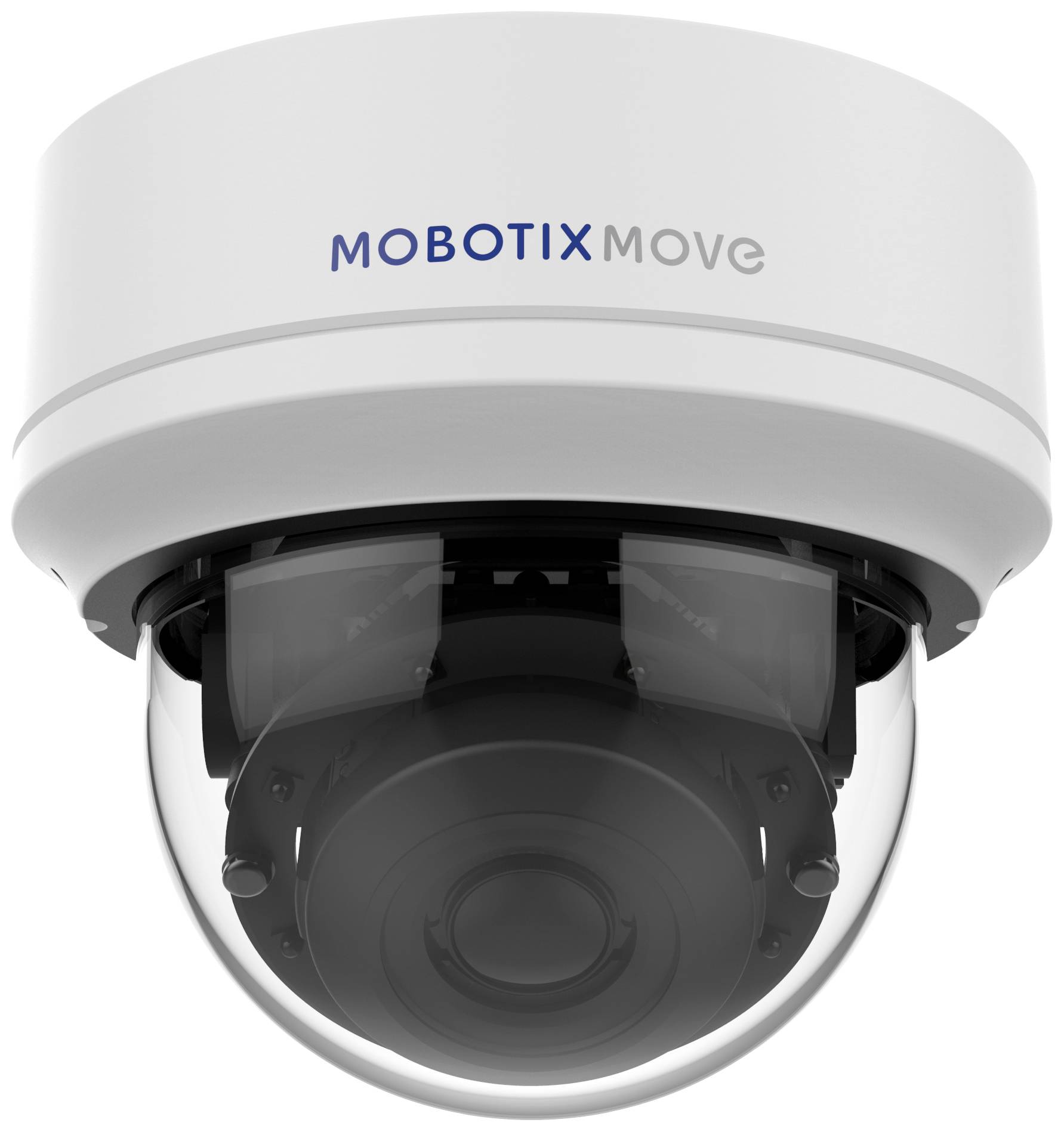 Nadzorna kamera Mobotix, model MOVE, u bijelom kupolastom kućištu.