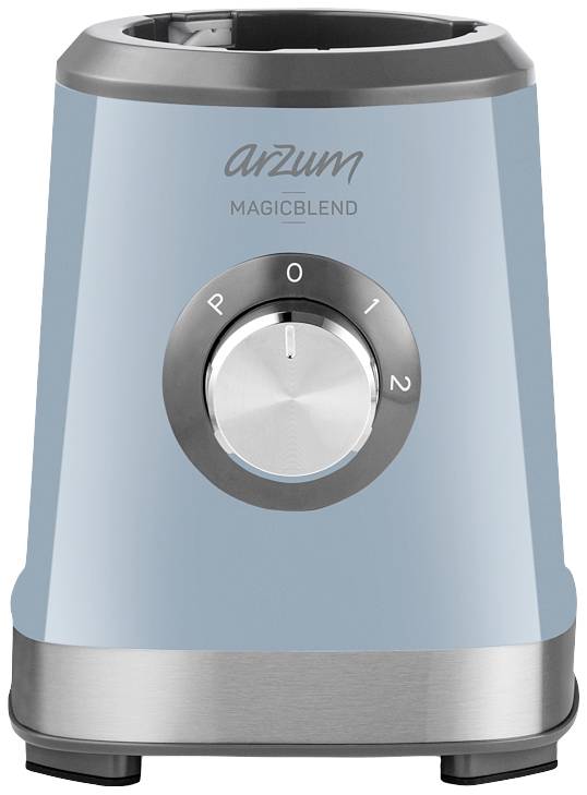 Plavi mikser sa srebrnim regulatorom na kojem piše 'Arzum MagicBlend'. Stupnjevi: 0 za isključeno, 1 za nisko, 2 za visoko.