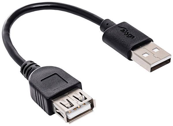 Akyga USB kabel USB 2.0 USB-A utikač, USB-A utičnica 0.15 m crna AK-USB-23