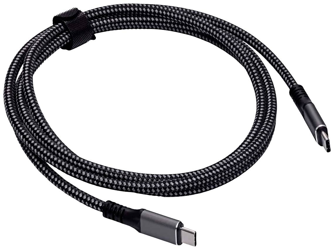 USB-C punjački kabel s pletenom oblogom, s USB-C priključcima na oba kraja.