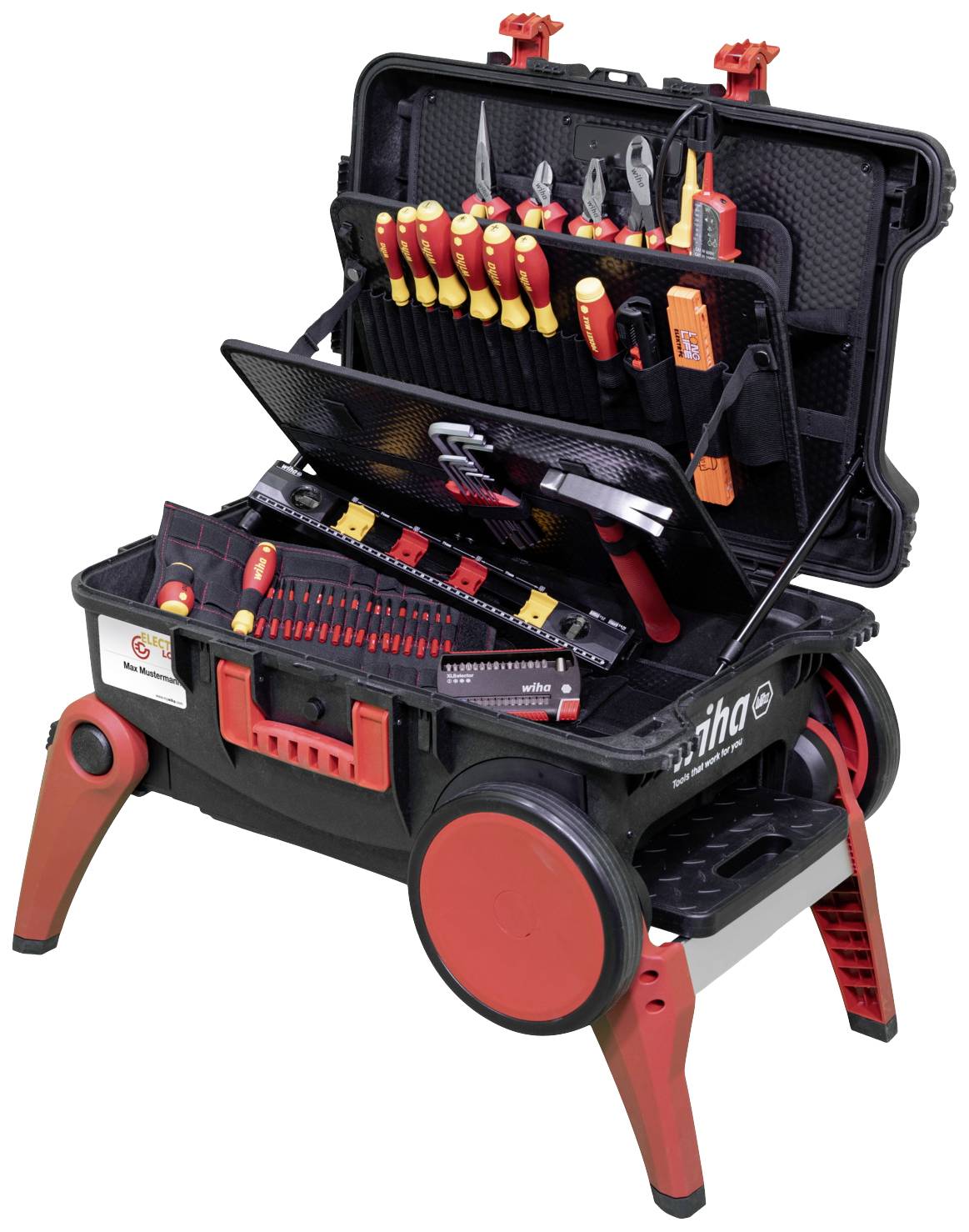 Wiha 45734 Elektriker Verktygsv&auml;ska med utrustning 80 delar (B x H x D) 497 x 680 x 336 mm