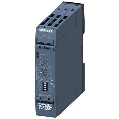 Plava Siemens Sirius relejska naprava s dva okretna regulatora, indikatorskim svjetlima i QR kodom na donjem dijelu.