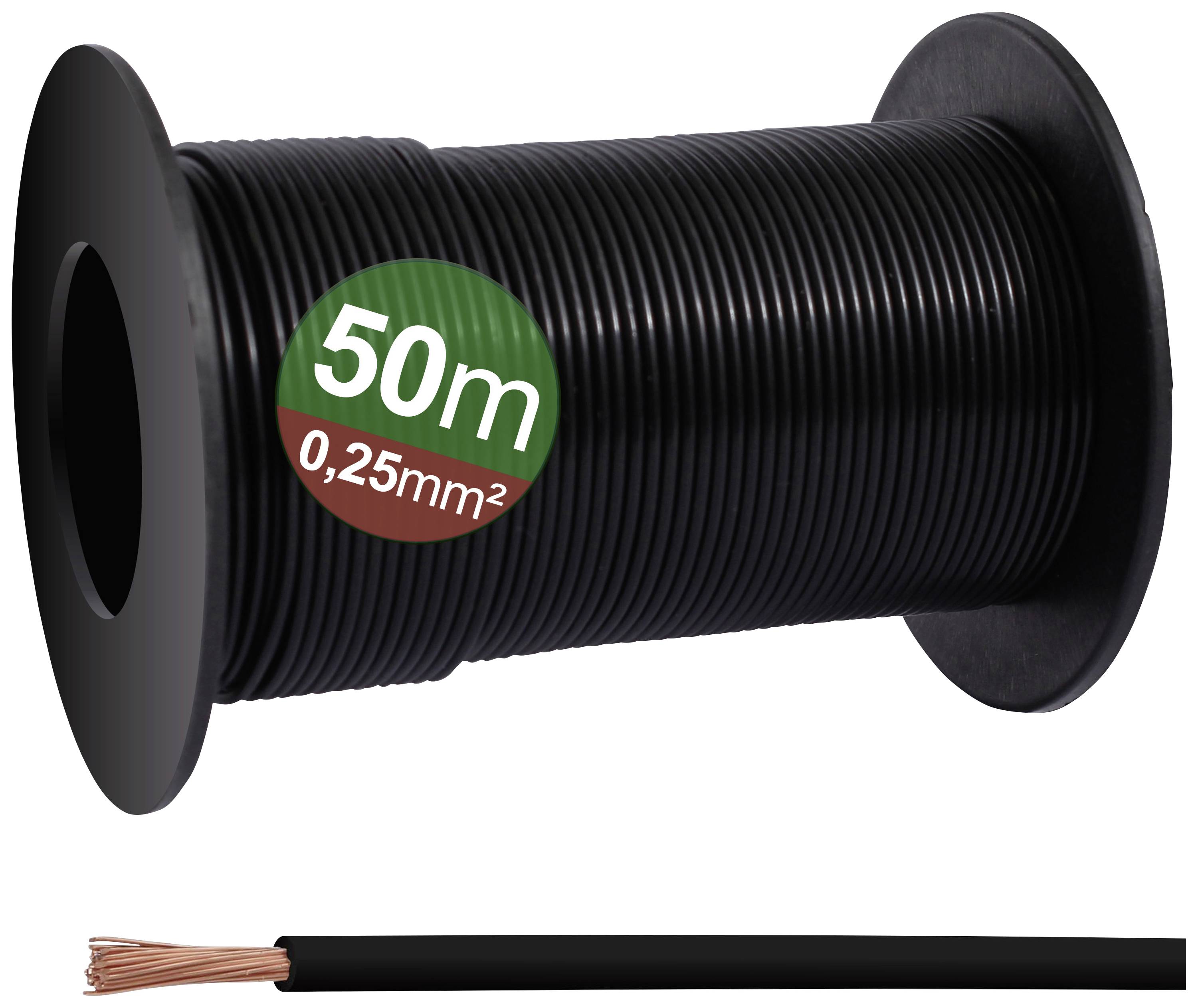 Quadrios 23CW023 Enkele ader 0.25 mm² Zwart 50 m